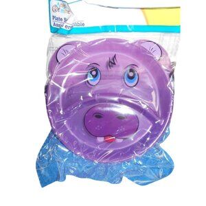 New Angel Of Mine Divided Plate Pk of 2 Animal Purple Hippo